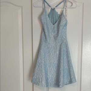 Light Blue Lace Dress cut out back Papaya size small